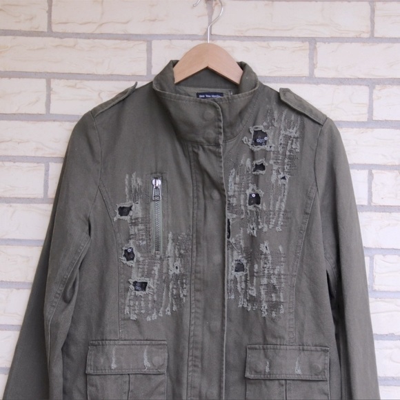 Sequin Distressed Army Military Jacket - Picture 7 of 10